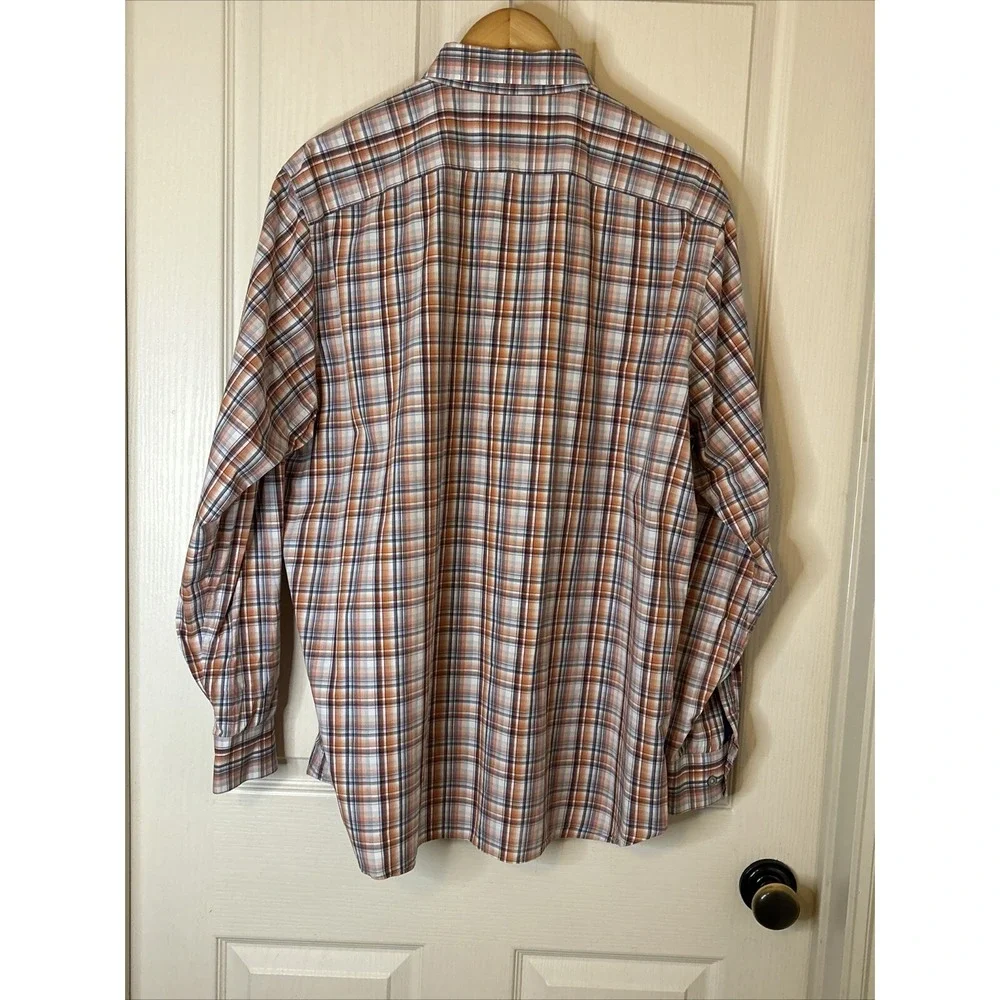 Banana Republic men's‎ XL Shirt orange gray white plaid long sleeve